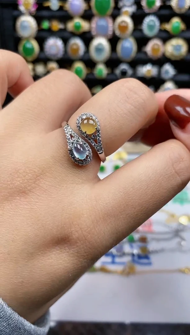 银S925镶嵌戒指翡翠5