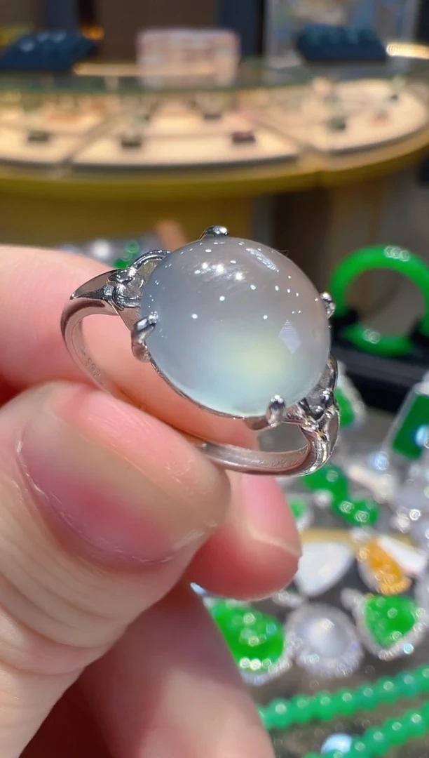 翡翠戒指银S925镶嵌多样性发其一