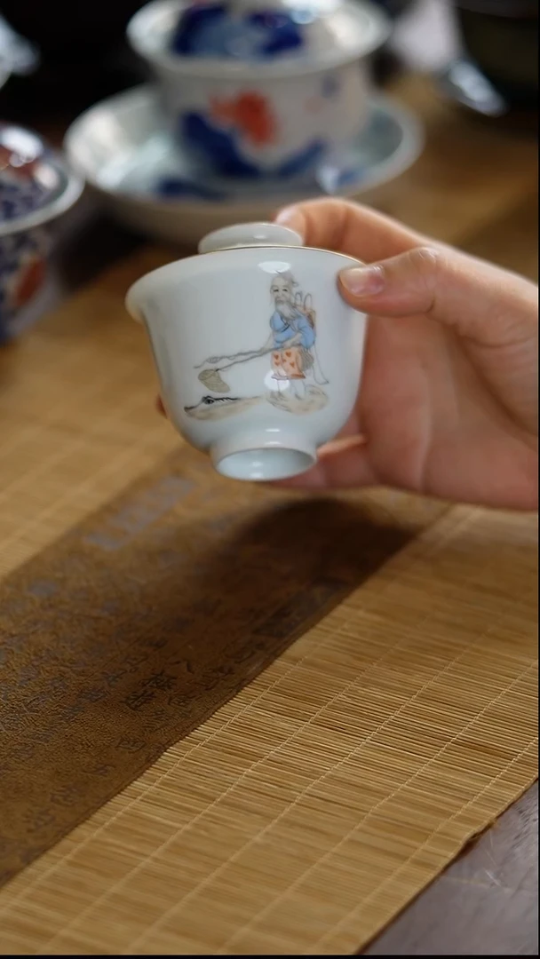 瓷片景德镇陶瓷茶器姜太公电鱼