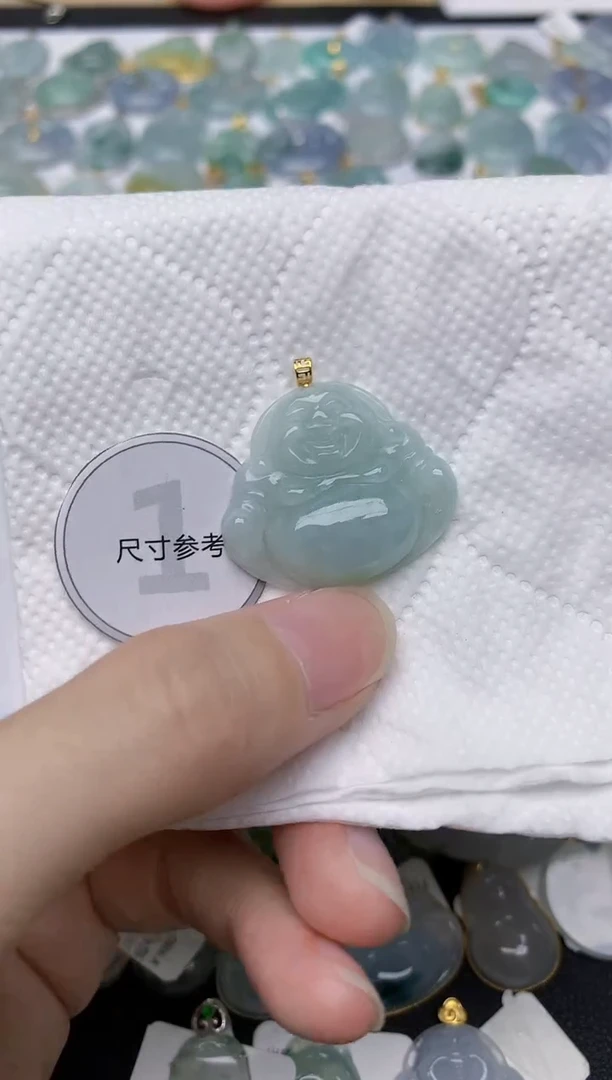 翡翠18K金镶嵌颈饰天然A货翡翠