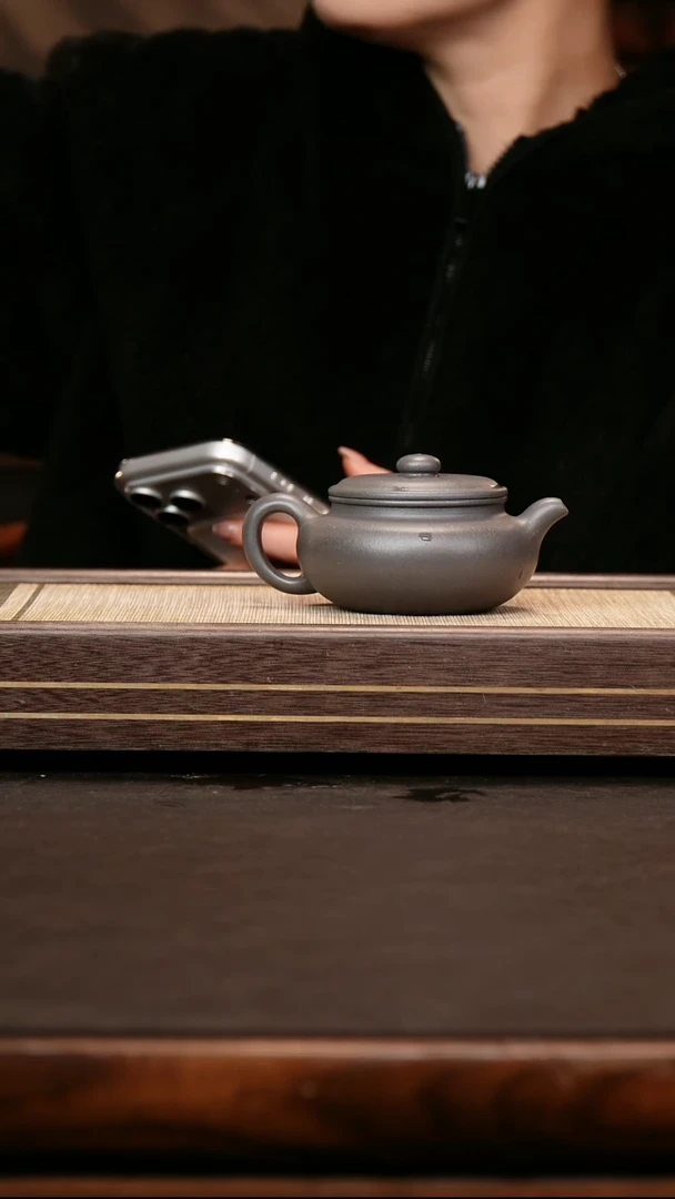 茶壶紫砂老*天青泥 扁腹220cc