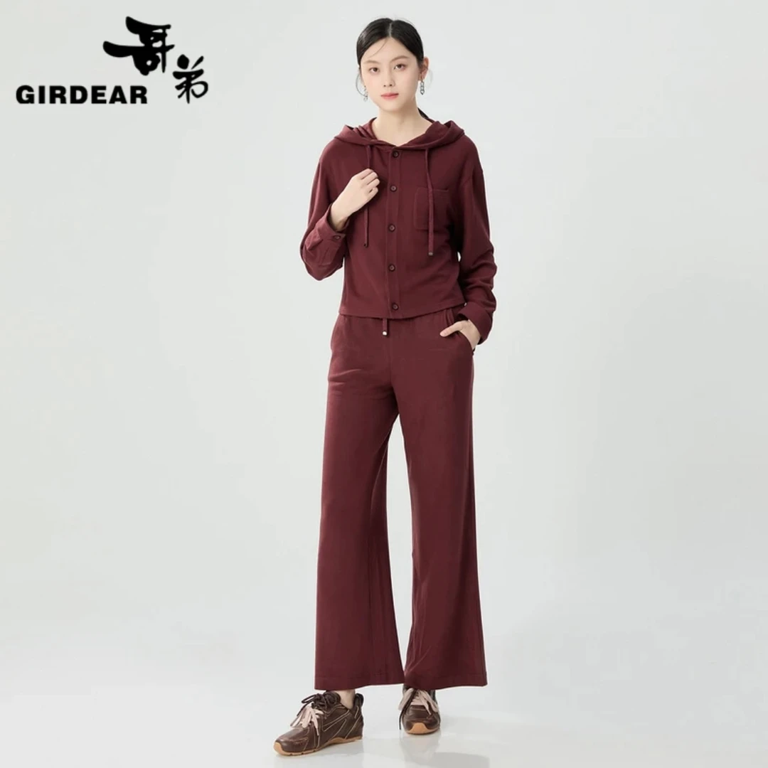 GIRDEAR/哥弟早春新款连帽设计简约开衫外套1301047+1100408卫衣