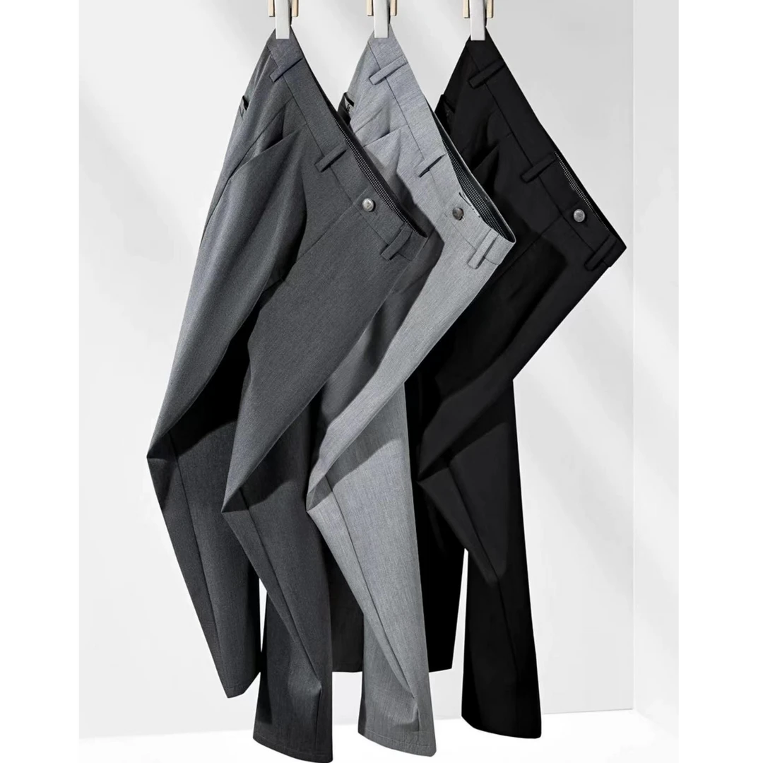 H101-300孤品男士春秋垂感直筒休闲裤子男韩版商务百搭裤子