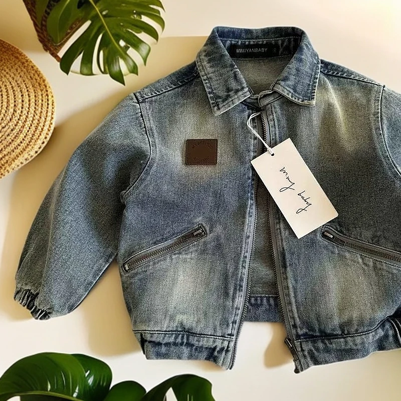 儿童牛仔马甲外套春秋款春秋新款复古外套宝宝韩版牛仔衣洋气