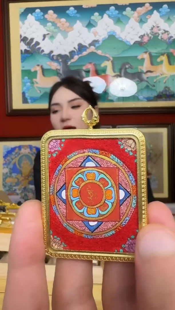 吊坠六字-热贡纯手绘周毛