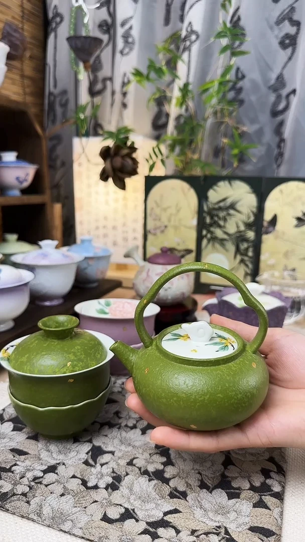 十****发手绘桂花提梁壶
