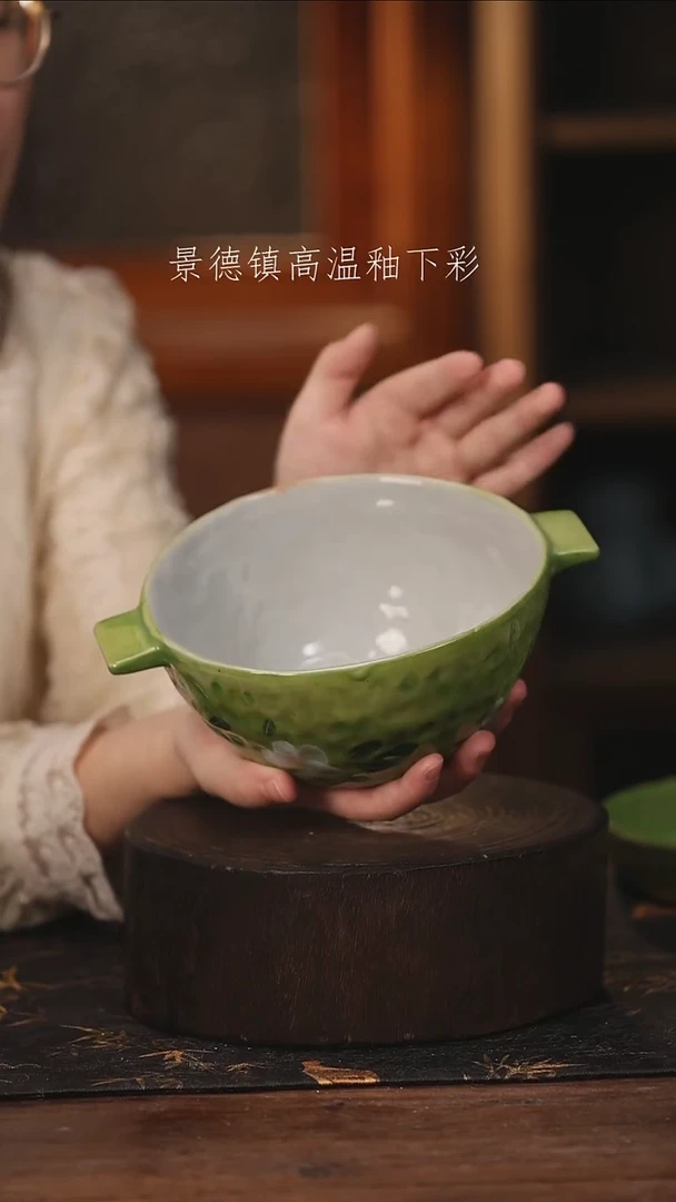 陶瓷景德镇高温釉下手绘陶瓷@L300@