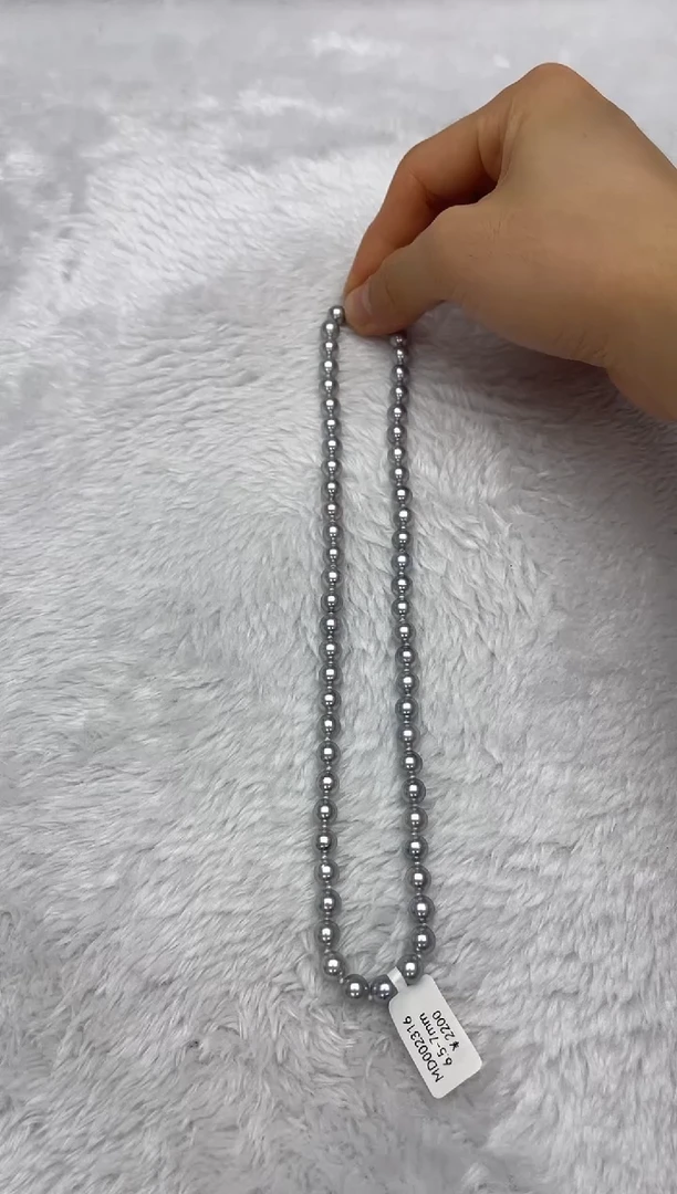 项链银S925镶嵌海水珍珠AK真多麻6.5-7mm