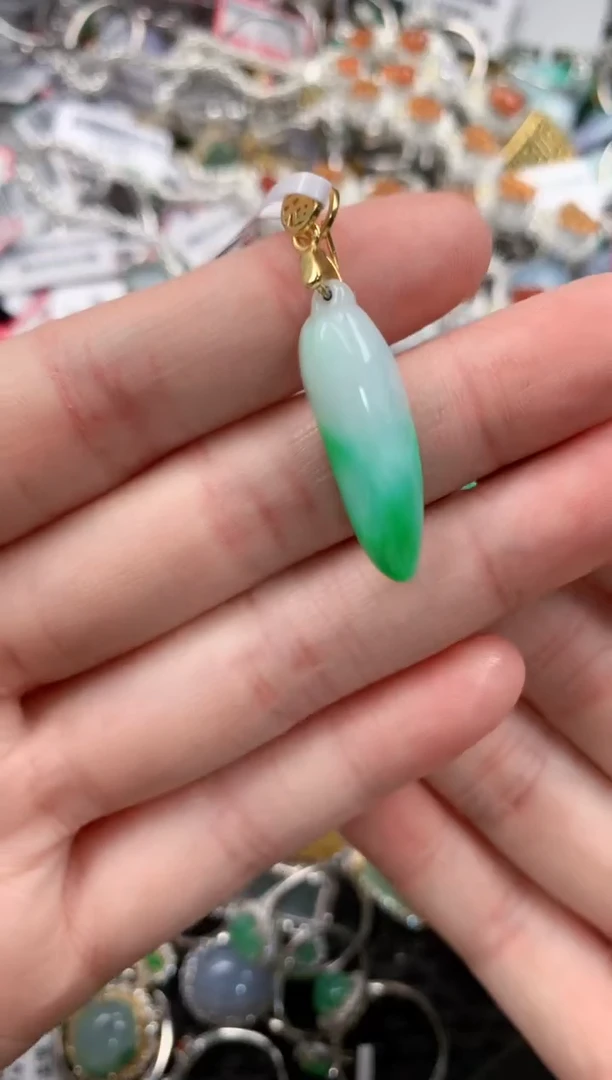 银S925镶嵌戒指翡翠666--7