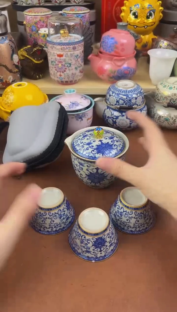 陶瓷茶具摆件旅行套组