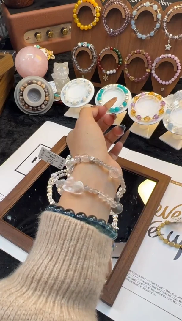 未镶嵌手链水晶双圈白水月光设计款手串A012