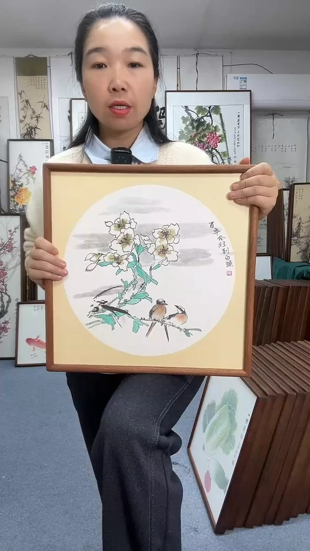 国画尺寸40*40实木画框京东包邮手绘