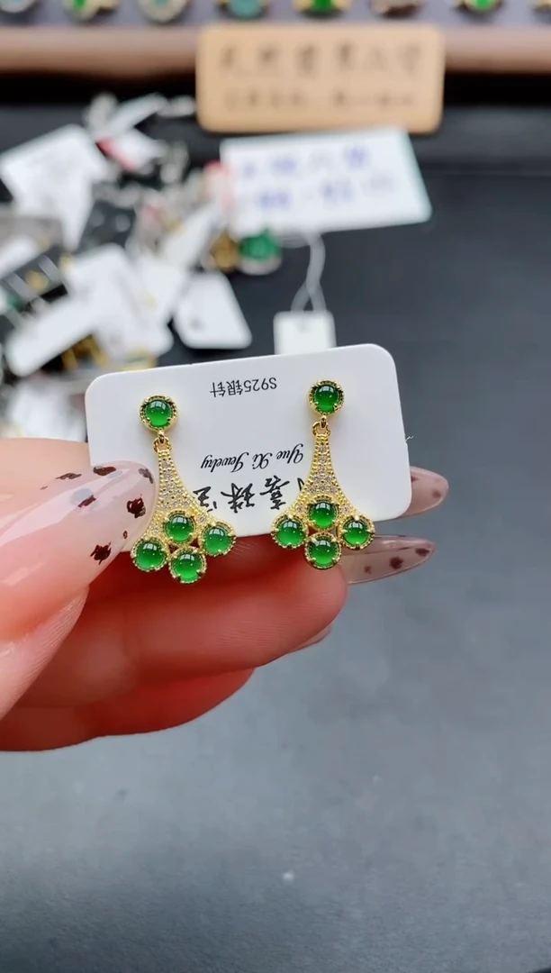 银S925镶嵌戒指翡翠1