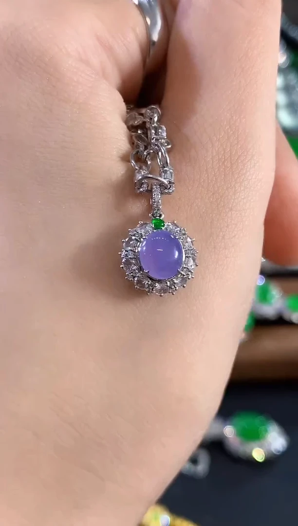 吊坠(不含链)18K金镶嵌翡翠C203 紫货有色差   定制