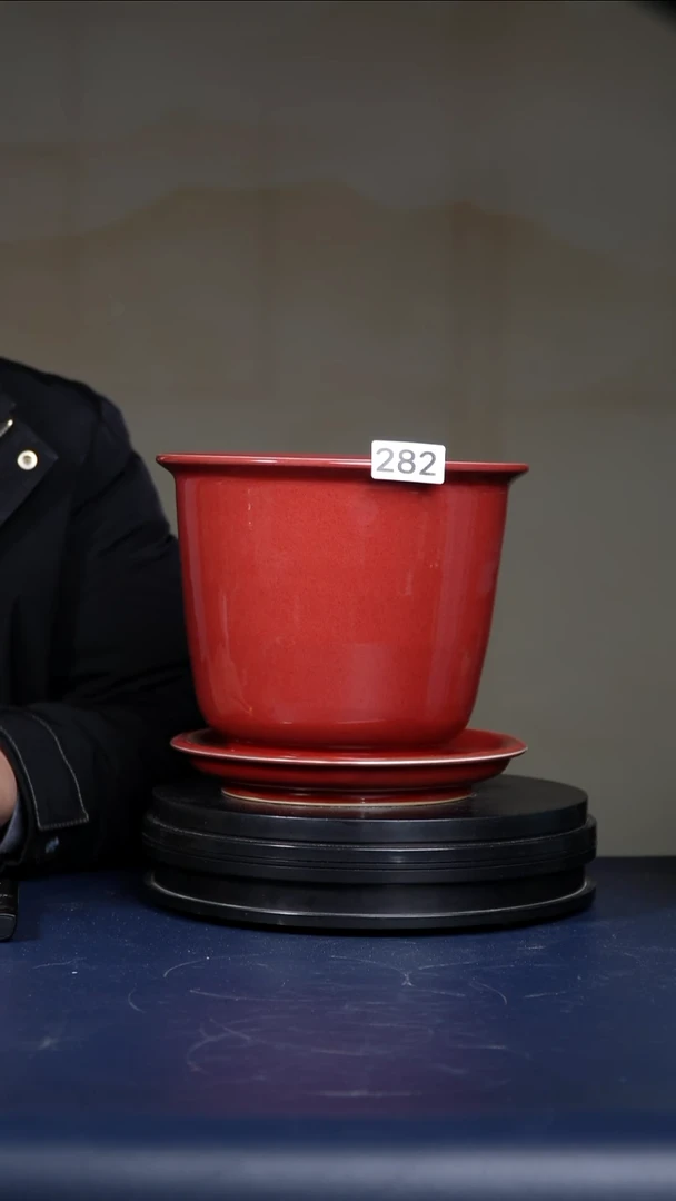 其他瓷小*薇282号钧红釉折沿盆