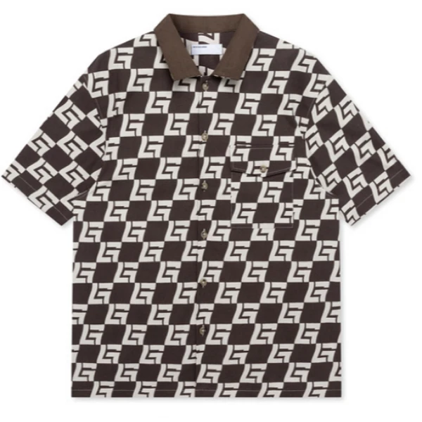 【G家】F001满印时尚潮流趣味淡格短袖衬衫T恤  春夏新款