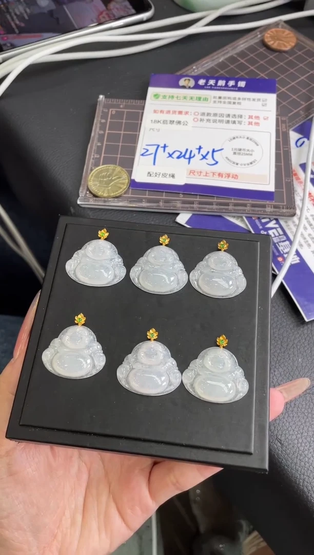 18K金镶嵌挂件翡翠佛公FL9/多样性发其一CP配绳