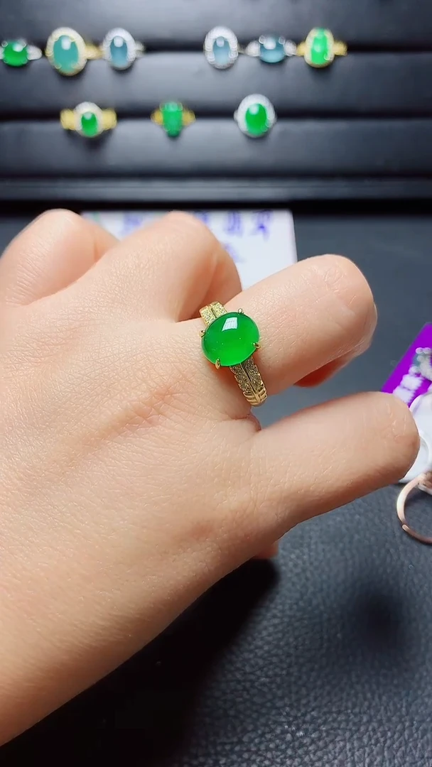 银S925镶嵌戒指翡翠   天然翡翠A货s925银镶