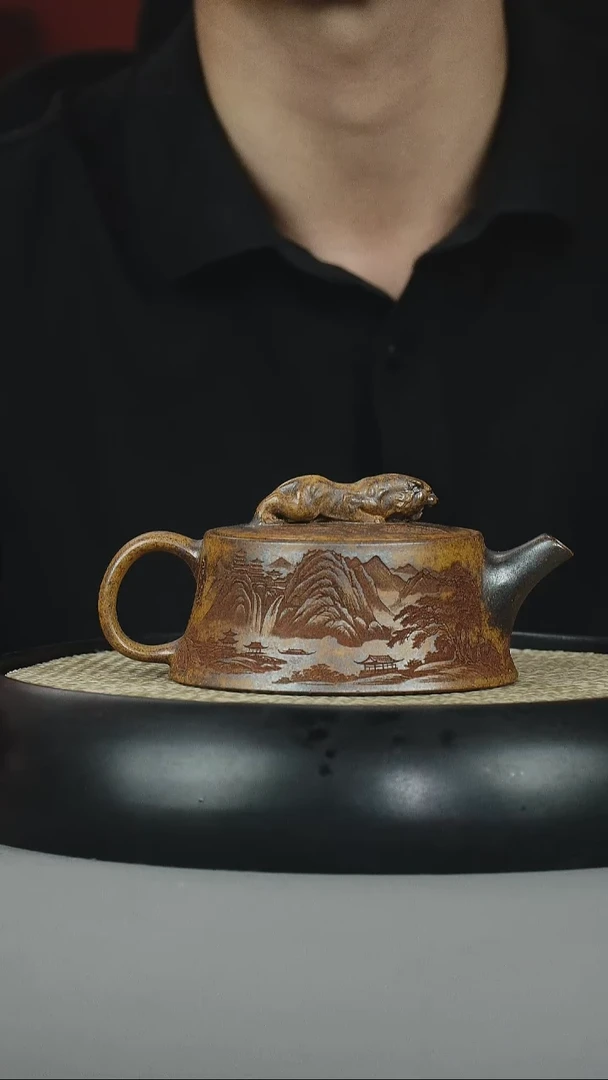 茶壶紫砂龙骨金砂 虎纽柱础