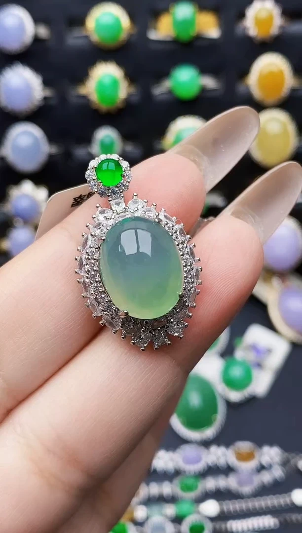 银S925镶嵌戒指翡翠0244