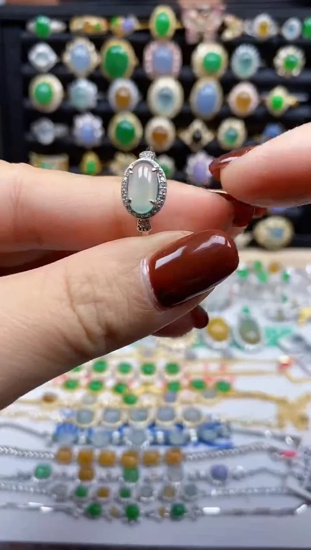 银S925镶嵌戒指翡翠2