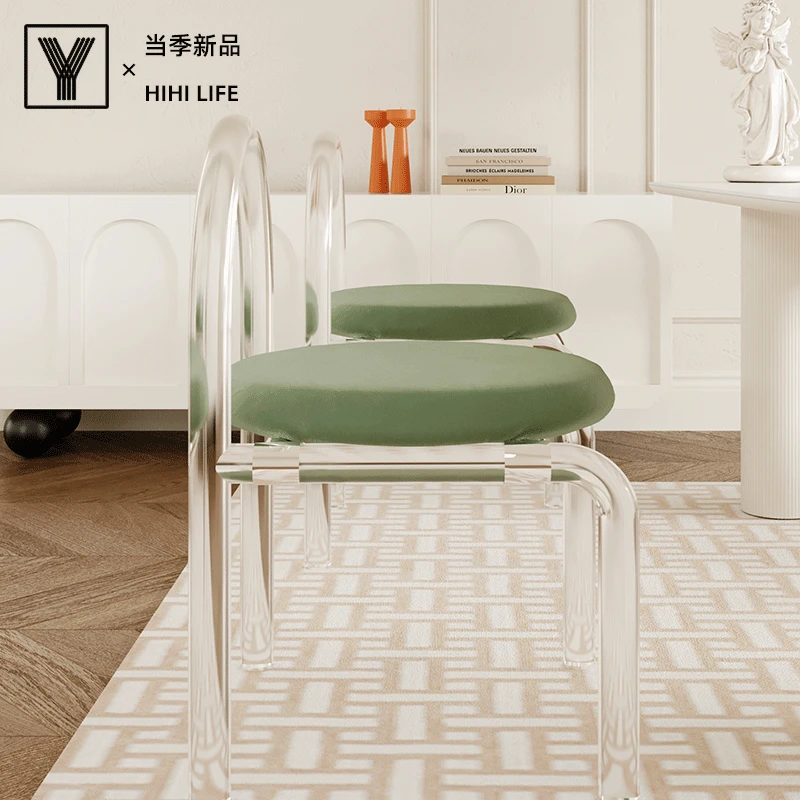 【语织相伴】极简绿色复古风格波塞绒弹力全包圆形座位套加厚椅套