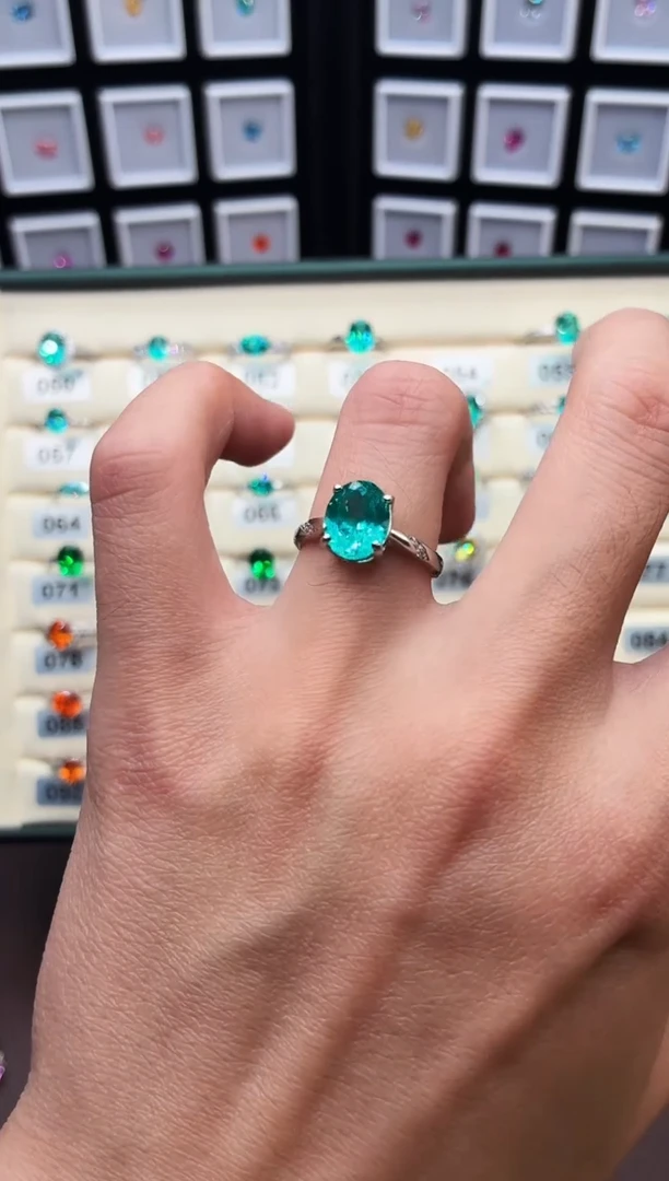 无925银轻奢帕拉伊巴色女神戒