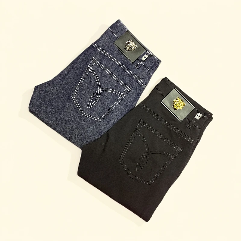 欧货高档春夏薄款男士牛仔裤男款轻奢时尚商务弹力修身百搭长裤男