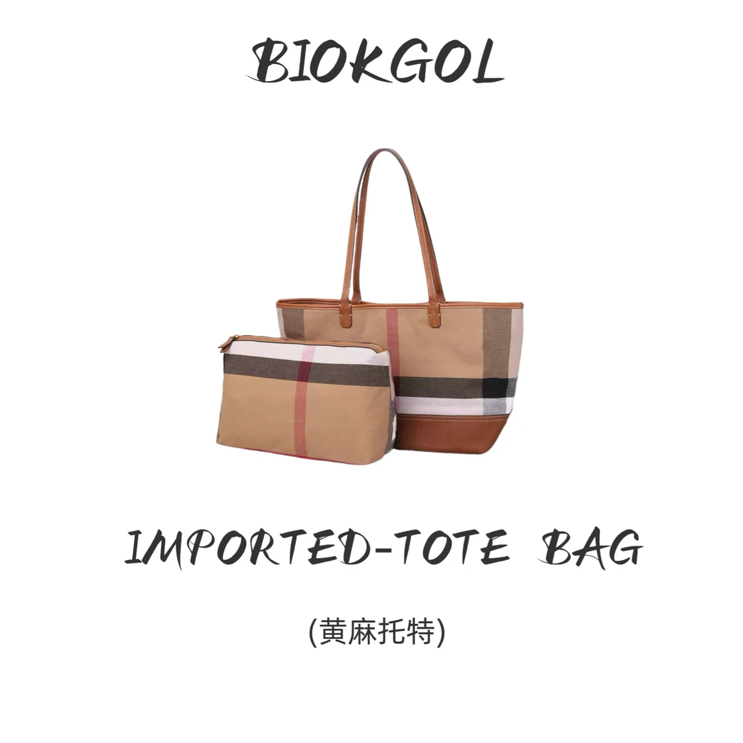 BIOKGOL/百顾原创设计  高定头层牛皮配黄麻 手提单肩托特包 9502