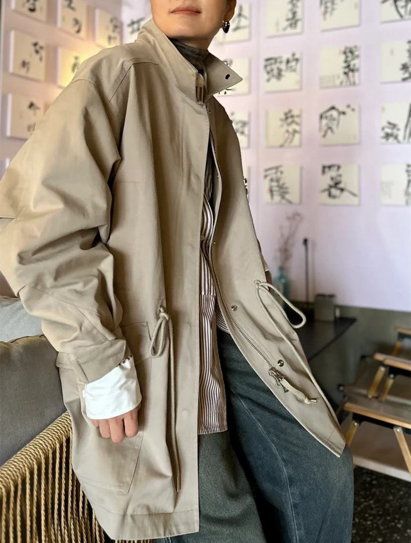 衣姐家中长款立领风衣外套女2025春季新款休闲百搭YZ-24198