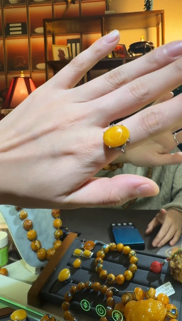 蜜蜡颈饰银S925镶嵌5458天然蜜蜡珠宝奇石