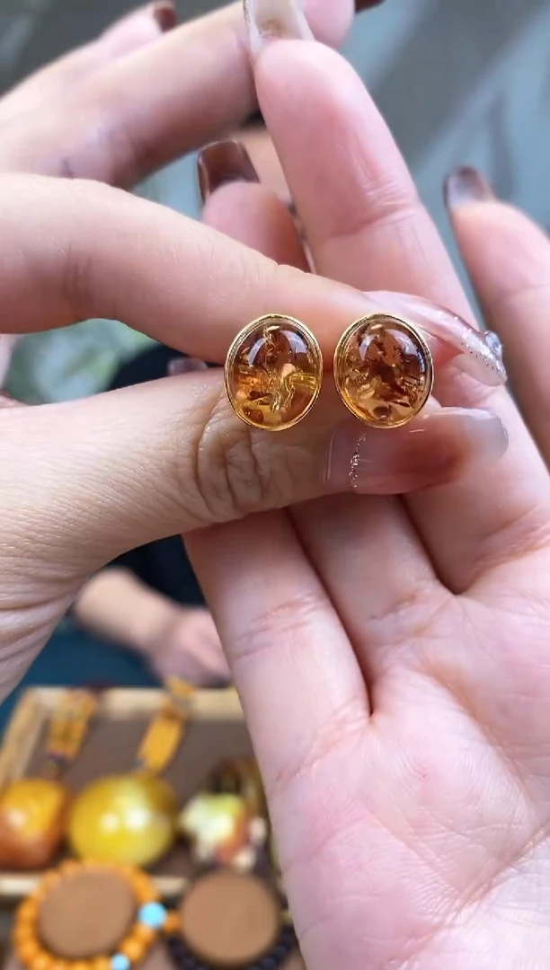 【闪购商品】琥珀裸石银S925镶嵌 全国 包邮