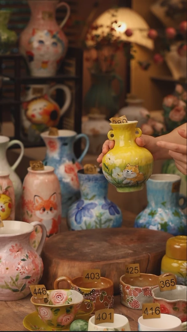 陶瓷280景德镇设计师手作花器摆件侘寂风