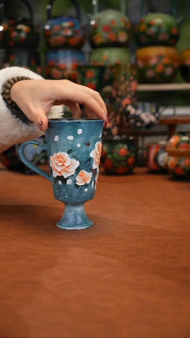 紫砂油画手绘釉下彩