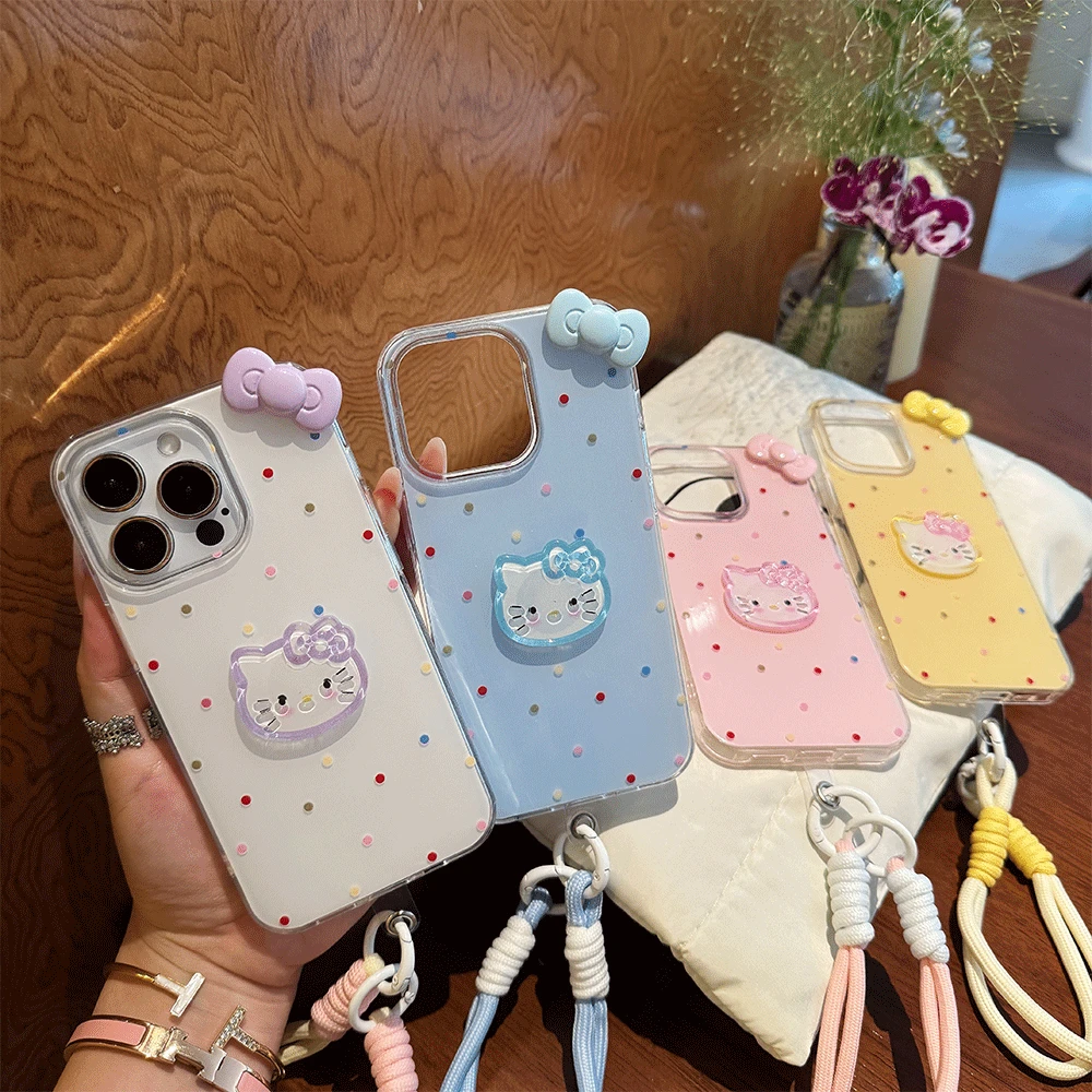 波点凯蒂适用华为mate60苹果oppo小米15/14防摔vivo手机壳女