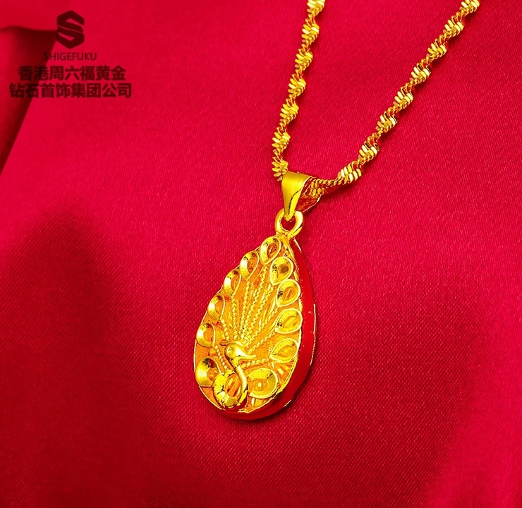 合金项链 孔雀开屏金色项链女时尚轻奢高级感坠链