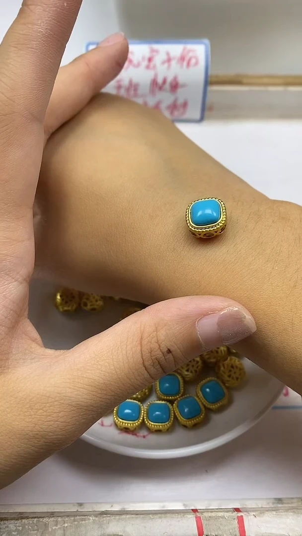 玛瑙/玉髓散珠合金M845 合琻 方盒子 5个9.9元