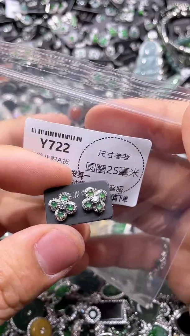 翡翠未镶嵌颈饰Y722耳钉