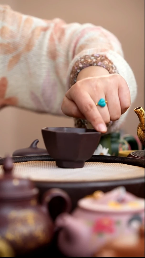 茶壶紫砂紫泥八方杯