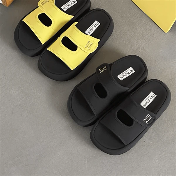 【巴韩】玲姐家03时尚韩版增高外穿魔术贴凉拖防滑厚底松糕鞋