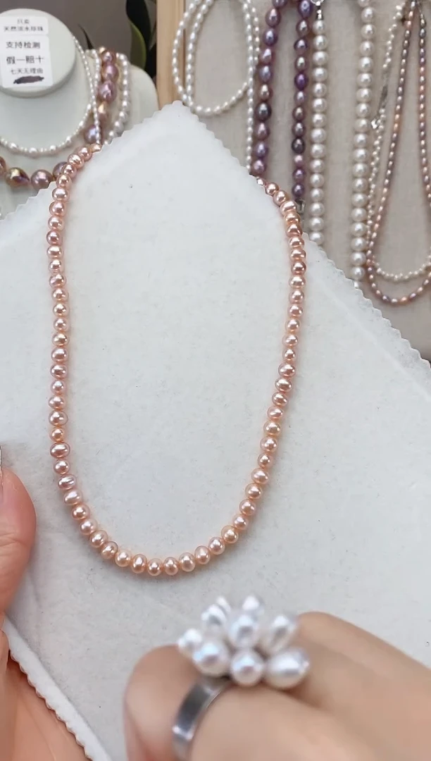 【闪购商品】淡水珍珠项链银S925镶嵌中国红鹅蛋型珍珠项链