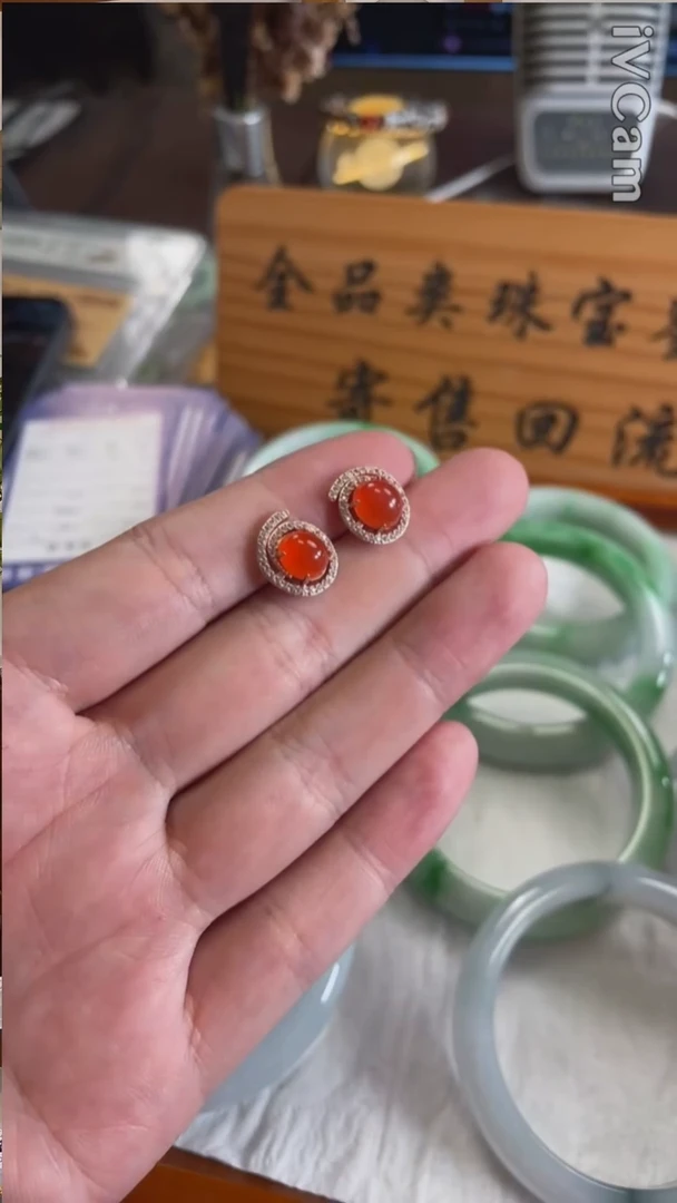 合金南红玛瑙耳饰3300号