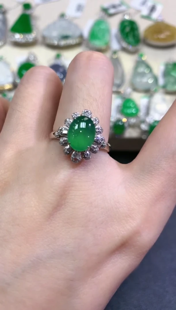 【闪购商品】翡翠戒指18K金镶嵌B60 多样性一件发货