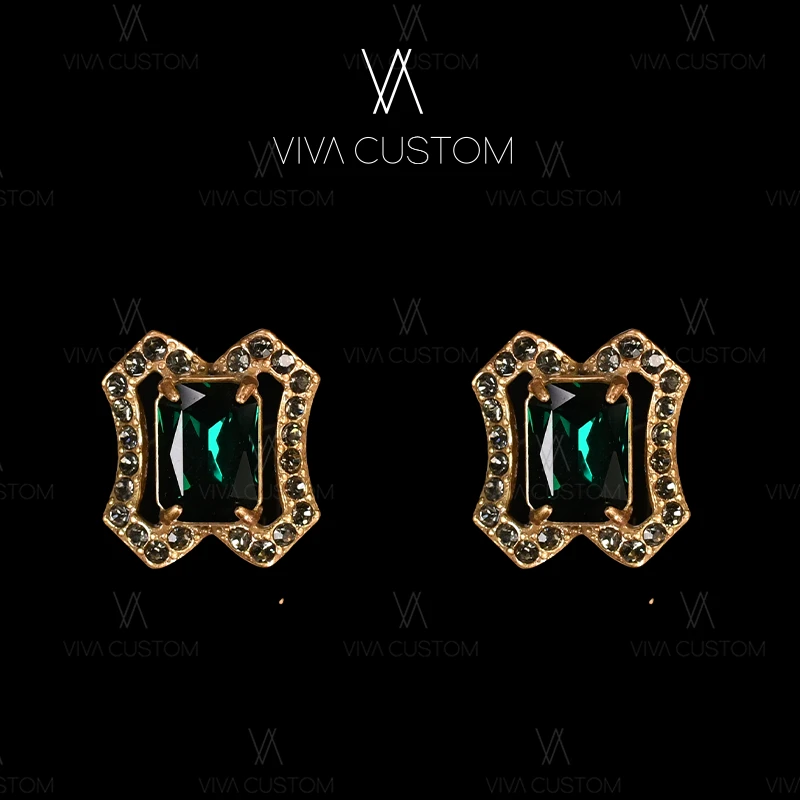 铜合金合成锆石耳饰 （经典再现系列）法式气质镂空满镶耳拍