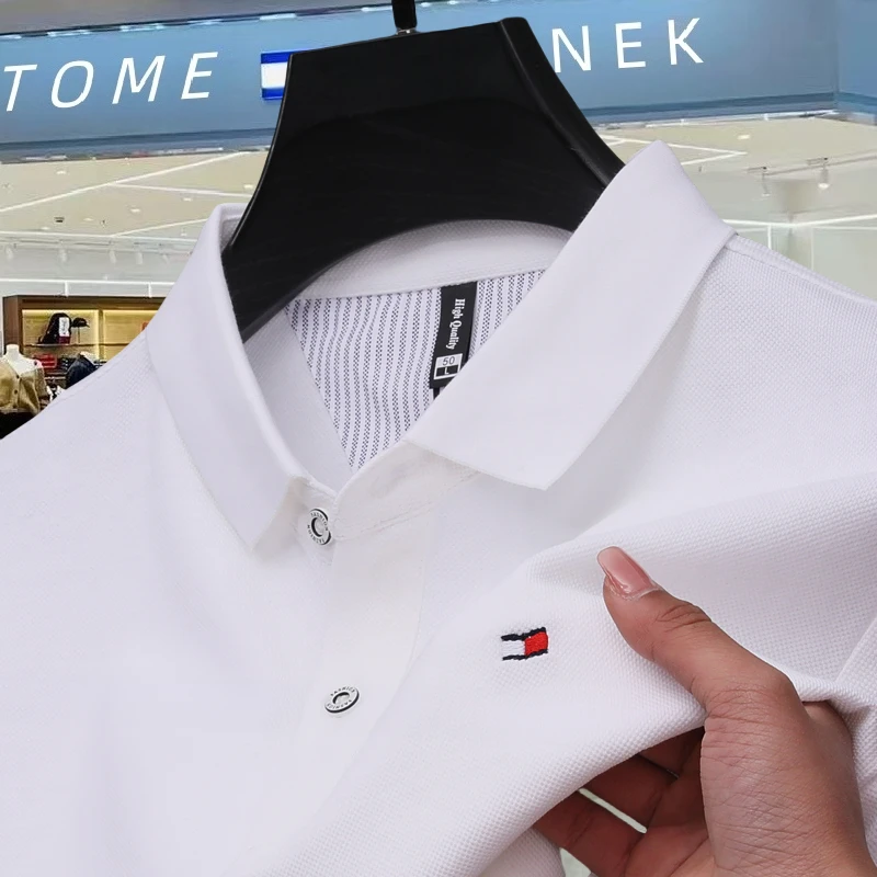 正品汤米希凯利新款短袖T恤男士夏季高档休闲纯色100%棉POLO衫潮