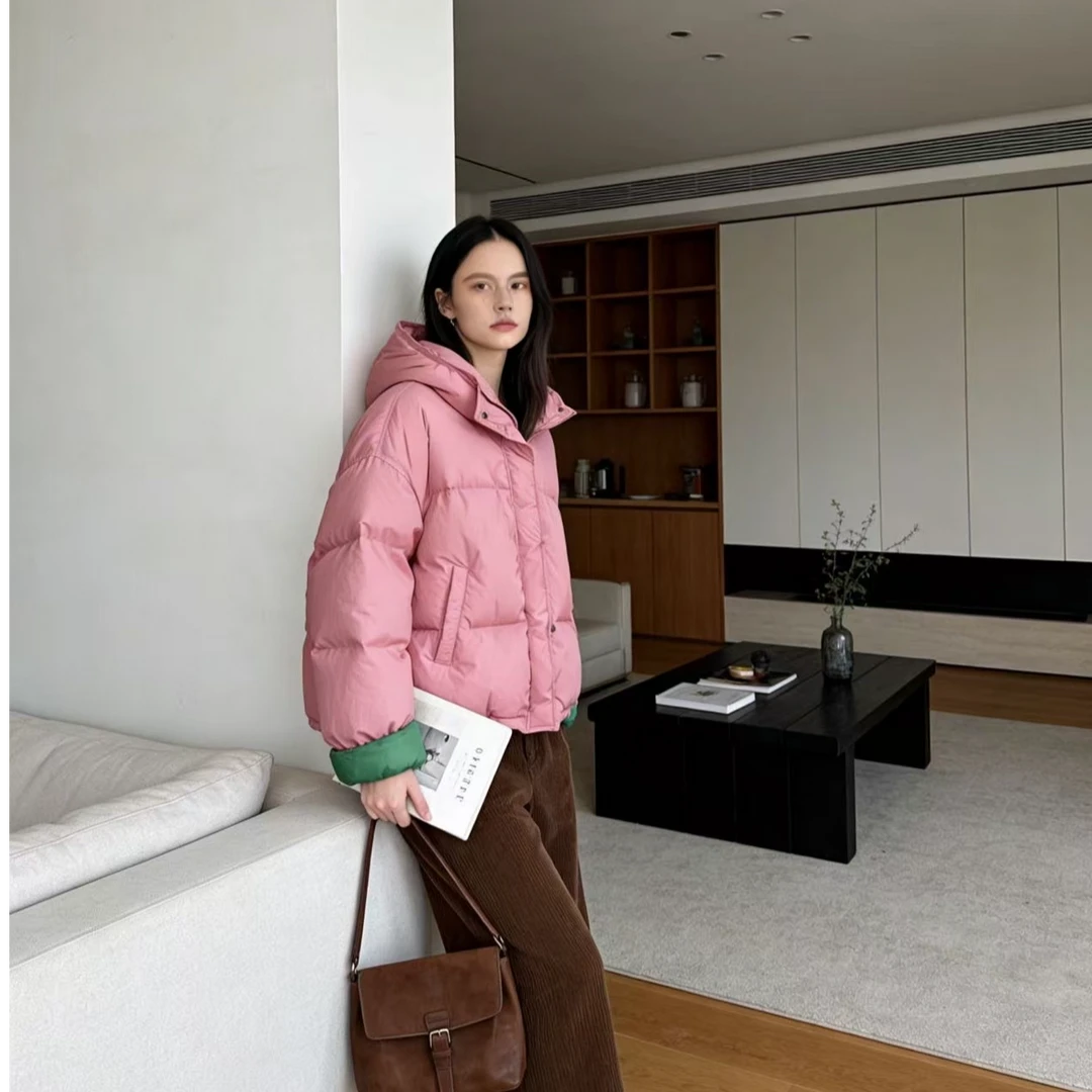 小个子显高显瘦一整套入冬穿搭时尚加厚气质棉服时尚休闲裤两件套