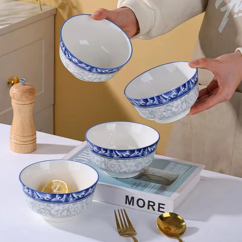 发青花瓷米饭碗10个装4.8英寸破损联系客服