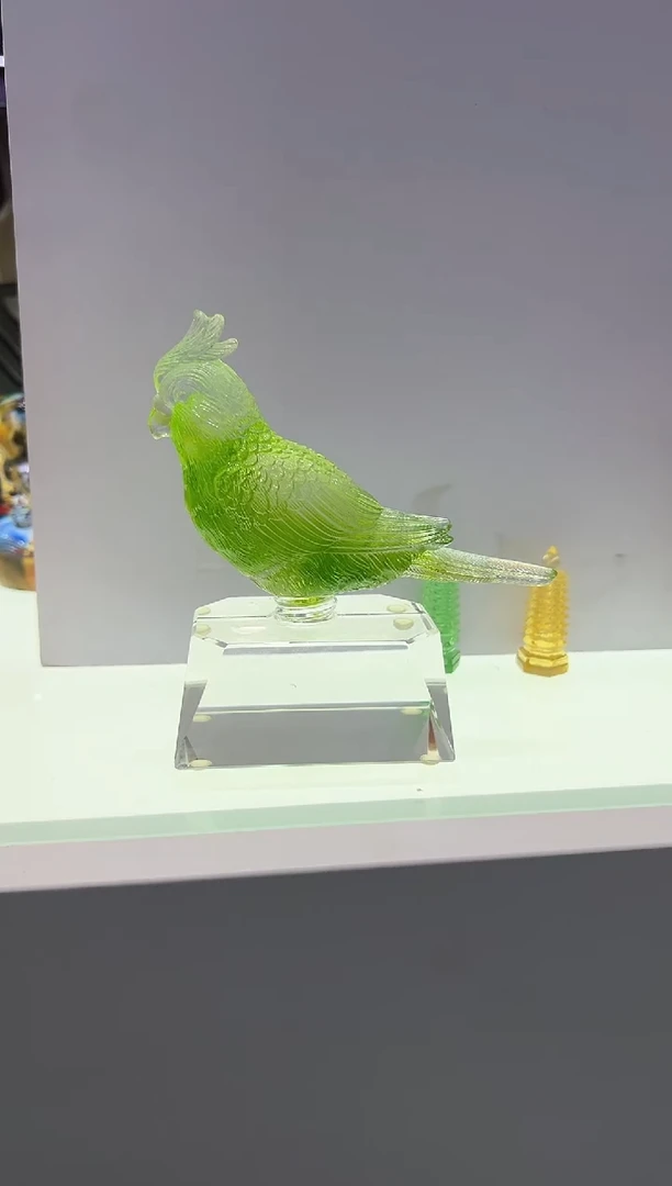 【闪购商品】泥塑古法琉璃鹦鹉摆件