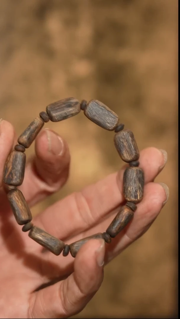 沉香手串海南绿奇楠沉水树心油随型单圈8克