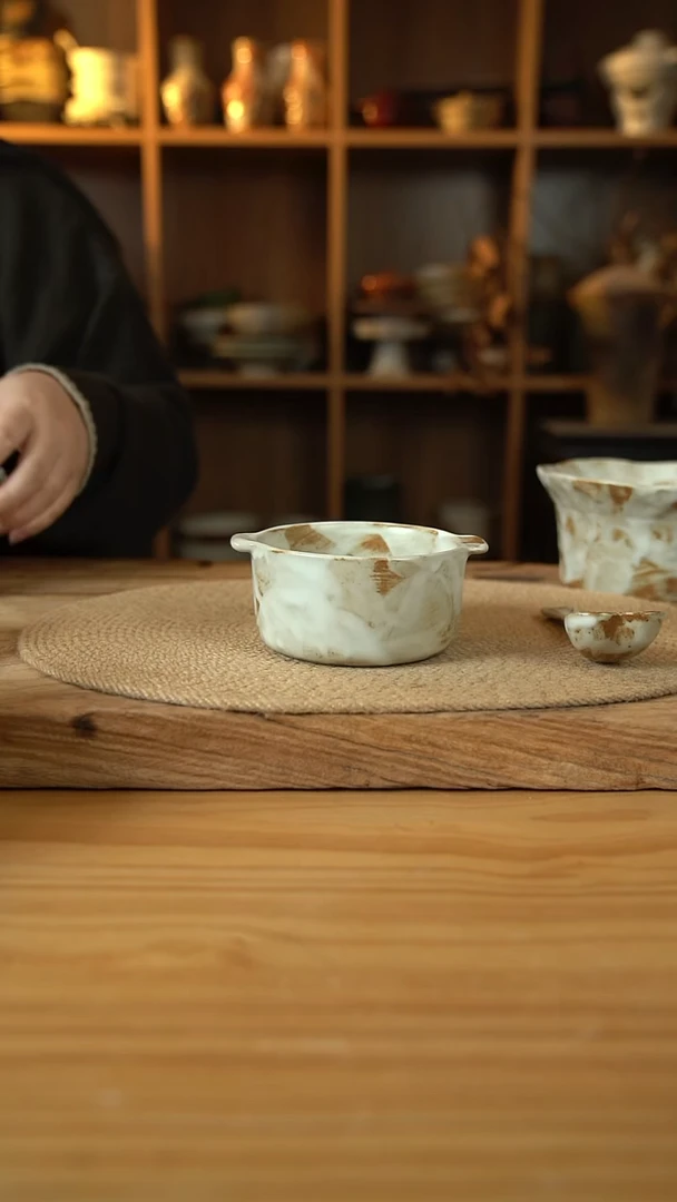 粉影系列的双耳早餐碗1个